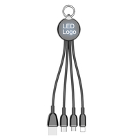 Câble de charge LED 3 en 1, chargeur USB court multi-appareils, cordon Micro USB Type C pour iPhone
