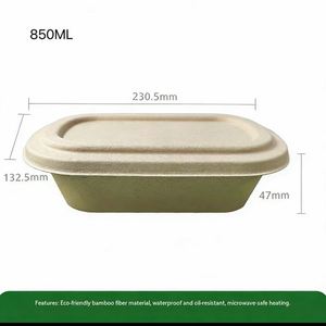 Contenedores de Alimentos Biodegradables de Pulpa de Bambú de Grado Alimenticio - Loncheras para Entrega por Restaurantes de Comida para Llevar - Product Image 4