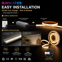 Lampu Strip LED COB 24V 480LED/M Putih Hangat CRI90 Tinggi Dapat Dipotong Fleksibel 5M 10M Perekat Sendiri Dapat Dipotong Putih