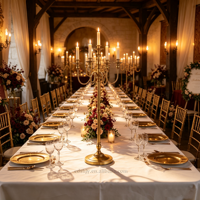 Candélabre en métal haut de gamme à 5 bras, spirale dorée/blanche, pour centre de table de mariage, fête ou décoration intérieure moderne