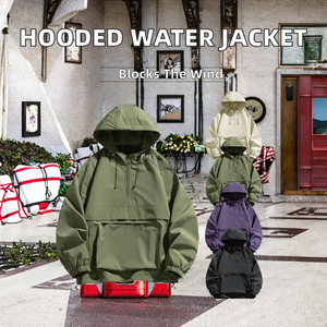 Chaqueta Anorak Casual de Primavera con Dos Bolsillos Grandes, Tejida, Resistente al Agua, con Cierre de Cremallera 1/4 Personalizado, Sudadera con Capucha, Cortavientos para Hombre - Product Image 2