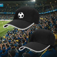 Casquette de baseball LED en coton à motif football scintillant – Idéale pour la culture des fans, le streetwear, les festivals de musique et les événements sociaux