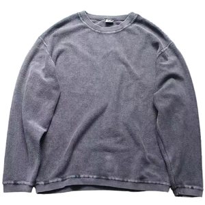 T-shirt à manches longues blanc vintage en coton gaufré 100 % pour <span class=keywords><strong>homme</strong></span>, coupe oversize, personnalisable, style streetwear - Product Image 1