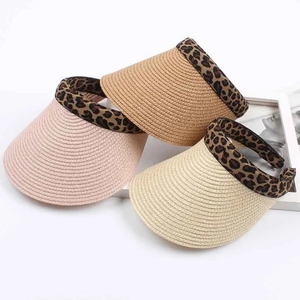 Cappelli da donna leopardo paglia parasole per donna protezione UV da corsa estiva cappello di paglia da viaggio da spiaggia - Product Image 2