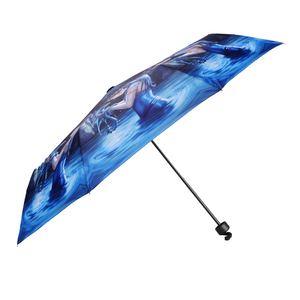 Parapluie pliant chinois à 3 sections, structure en acier inoxydable, 21 pouces, ouverture et fermeture manuelles, parapluie compact pour promotion et cadeau - Product Image 1