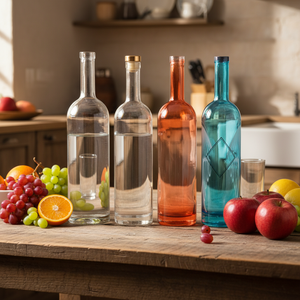 Round Shape 750ml Glass <strong>Vodka</strong> Bottle <strong>1</strong> <strong>Litre</strong> Clear Glass Liquor Bottle - Product Image 1