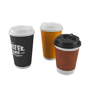 Customizable <b>disposable</b> corrugated paper <b>cups</b> three layers of thickening heat insulation and anti slip design coffee <b>cups</b> - Product Image 1