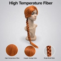 Perruque synthétique longue tressée argentée style Elsa, pré-fabriquée, avec une seule tresse latérale, pour déguisement