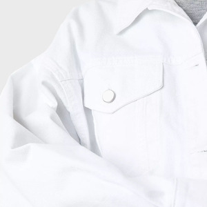 OEM <strong>Women</strong> <strong>White</strong> Customizable <strong>Jean</strong> Jacket Female Oversize Drop Shoulder Short Fashion Denim Jaket - Product Image 4