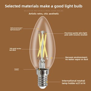 Dẫn ánh sáng mặt dây chuyền bóng đèn ấm white2w hoặc 4W C35 Edison bóng đèn nến AC 220V, nến ổ cắm đèn E14 vít cơ sở bóng đèn thông minh - Product Image 5