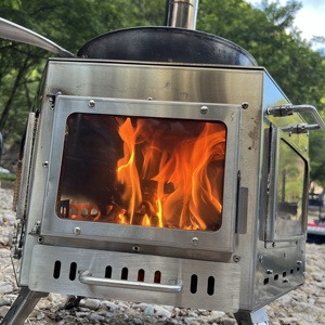 Portable Hexagonal Wood Burning <strong>Tent</strong> <strong>Stove</strong> 304 Stainless Steel <strong>Hot</strong> <strong>Tent</strong> Camping Heater with Chimney Pipe and Glass Window - Product Image 2