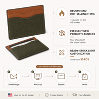 Porte-cartes en cuir bicolore, portefeuille fin pour cartes avec logo personnalisé pour les marques de détail, les cadeaux d'entreprise et les commandes en gros