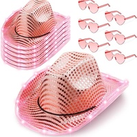 Customization Disco Ball Festival Glitter lucente luce lustrini Led Cowboy cappello al buio con luce per gli uomini adulti
