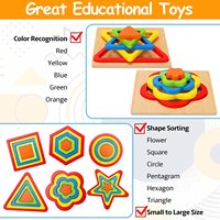 Juguetes de aprendizaje sensorial Montessori para niños pequeños 1-3 niños en edad preescolar rompecabezas de clasificación de forma de madera regalo educativo sensorial