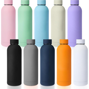 Botella de Agua de Alta Calidad, Aislada al Vacío, de Metal Negro, 500 ml, Botella de Acero Inoxidable, Logotipo Personalizado - Product Image 1