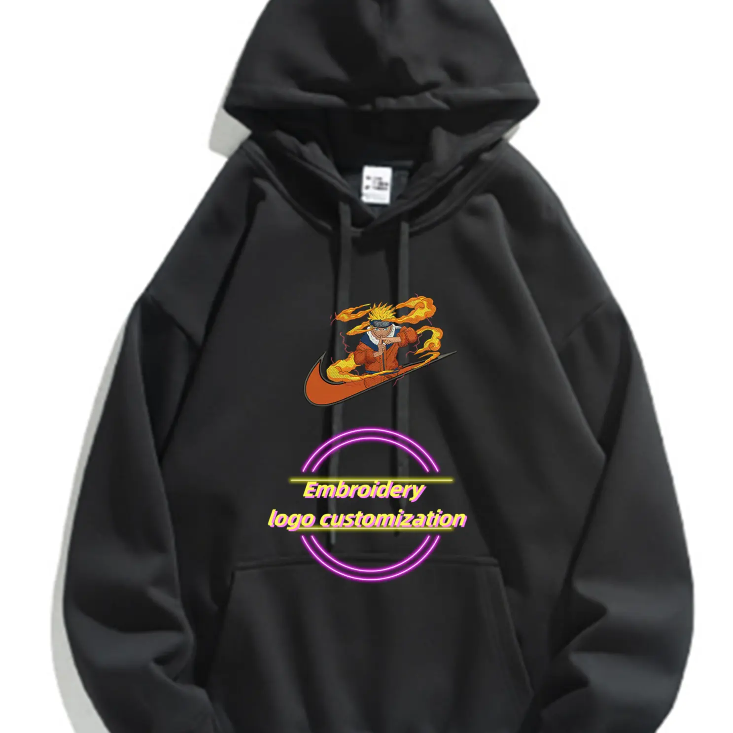 Hoodie desain kustom Logo bordir Sweatshirt Hoodie Fashion pakaian berkerudung Hoodie ukuran besar kustom