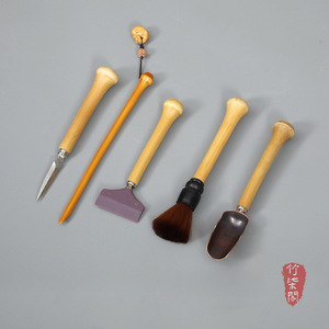 Bamboo Tea Utensil Set 6 Pieces With Scoop Brush Spatula Knife For Tea Ceremony - Product Image 1