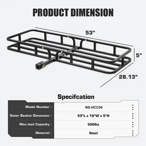 Support universel d'attelage arrière en acier pliant pour bagages porte-bagages panier de rangement pour voiture SUV RV camion van