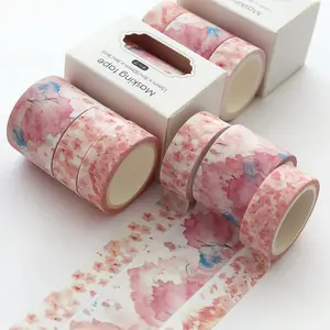 NO MOQ Custom Washi Tape Cute Grid Solid Color Basic Style Masking Tape For Stickers Scrapbooking DIY Photo Album Diary