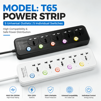 Stop Kontak Lima Lubang Universal Multi Plug dengan Tombol Saklar Independen, Panjang Kabel Sesuai Kebutuhan, Power Cube untuk Ruang Musik