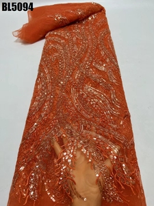 Neueste große Perlen Spitze mit bunten glänzenden Pailletten <span class=keywords><strong>George</strong></span> Seide Blume Stein Perlen Spitze für afrikanische Party und Hochzeits kleid - Product Image 5