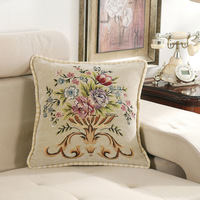 Chenille tissu Jacquard housse de coussin Vintage européen grand luxe carré taie d'oreiller de sol