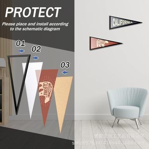Wooden Triangular Flag <b>Frame</b> Wall <b>Mounted</b> Custom Shape Digital Printing Full Color Display Rack For Home Decor - Product Image 3