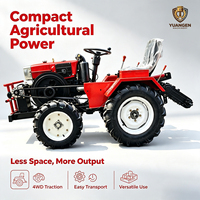 Traktor Pertanian Mini 4 Roda, Traktor Diesel Kompak Multiguna, Traktor Pertanian Kecil untuk Kebun dan Perkebunan