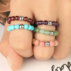 Bagues extensibles en pierre naturelle délicate de 4 mm, faites à la main, en cristal de guérison, pour hommes et femmes, cadeau de bijoux pour tous les jours - Product Image 3