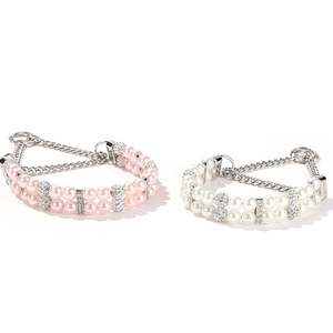 Lujo sin tirar elegante mascota perla Collar para mascotas accesorios de joyería 2 uds Martingale mascota boda Collar Correa collar de perlas - Product Image 2