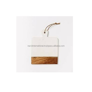 Planche à découper en marbre de qualité supérieure, durable et élégante, rectangulaire, épaisseur 1,5 cm, avec poignée en acier inoxydable, compatible lave-vaisselle - Product Image 3
