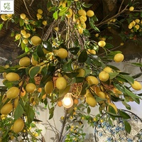 Vente en gros de haute qualité 9 têtes branches de citronnier artificielles mousse baies tiges de fruits maison boutique Restaurant décoration de mariage