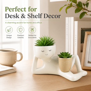 Maceta de Resina Minimalista Nórdica con Figura Humana Reclinada, Maceta para Suculentas, Decoración de Escritorio Wabi-Sabi, Artesanía Moderna para el Hogar - Product Image 4
