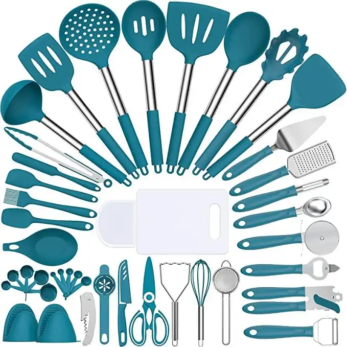 Kit di utensili in alluminio in stile nordico accessori per la cucina Set di utensili da cucina in Silicone antiaderente per la casa del ristorante portatile