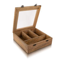 Boîte à thé en bois, coffre de rangement, organisateur, conteneur, support, étagère avec 4 grands compartiments de rangement, boîte en bois pour théière