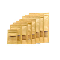 Sachets d'emballage pour noix et thé en papier kraft épais, de qualité alimentaire, imprimés en héliogravure, laminés PLA, avec fenêtre mate et fermeture ziplock