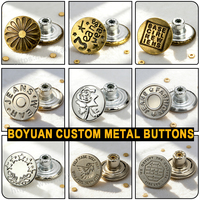 Boutons de Jean Personnalisés en Alliage de Zinc de Luxe à Faible MOQ, Motifs Champignon/Diamant/Étoile/Cœur, 17mm, Haute Qualité, OEM/ODM Personnalisé