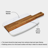 Vente chaude Double face marbre Acacia bois planche à découper fromage planche de service avec poignée marbre échecs blocs à découper