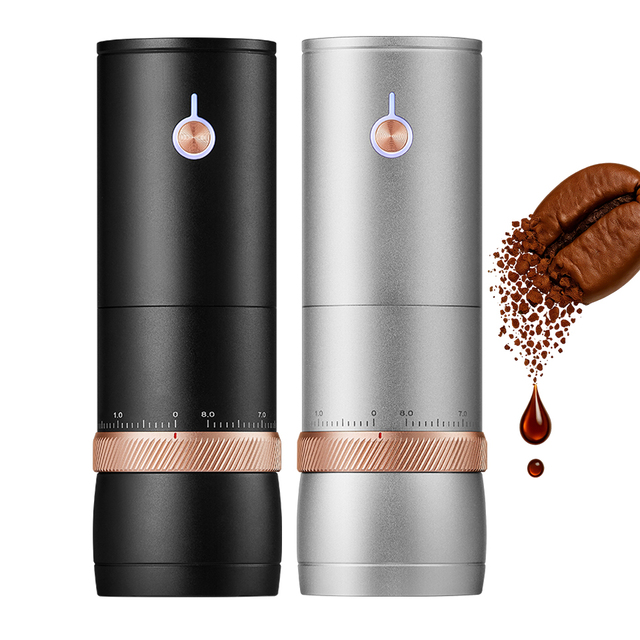 Premium Quality Electric Burr Coffee Grinders Portable USB Rechargeable External Adjustable Coffee Bean Mill for Camping