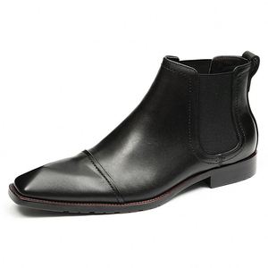 2025 Customizable Luxury Vintage Men's Genuine Leather Ankle Chelsea <b>Boots</b> Slip-On Lightweight Casual Shoes for Autumn Winter - Product Image 4