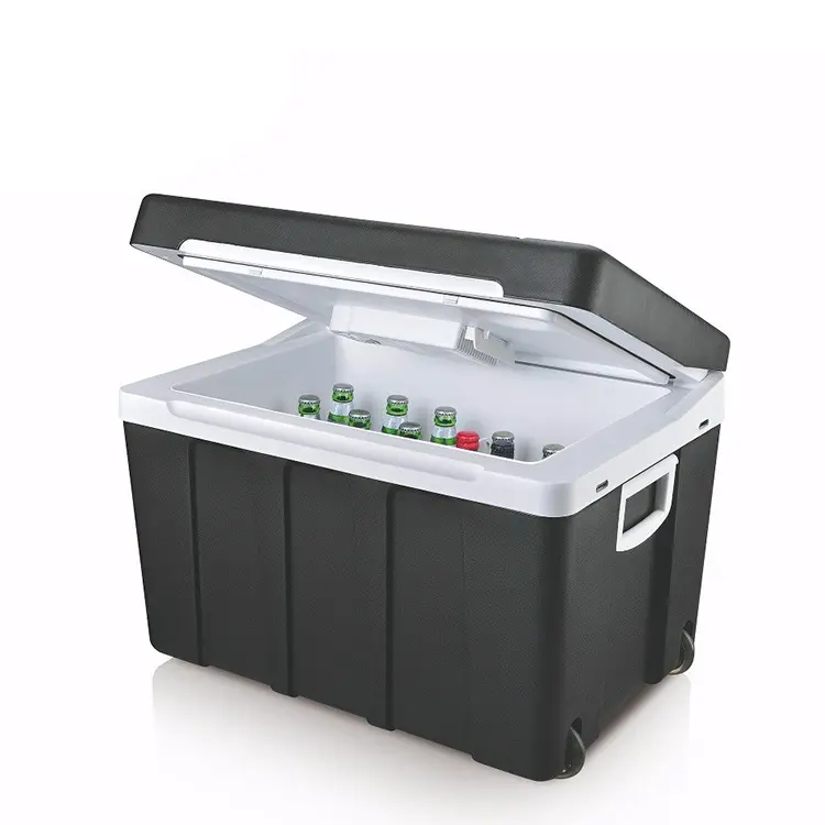 50L big capacity cooler box for camping beach Rolling cooler with handle HOT SALE black cooler for snacks  lunch  juice