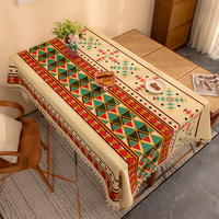 Mantel Rectangular Impermeable de Lino Sintético Estilo Boho con Borlas, Mantel Decorativo a Cuadros de Moda para Comedor