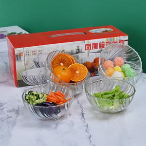 Bol en verre en forme de queue de phénix, bol à salade en verre résistant aux hautes températures, ensemble de 6 bols transparents en cristal pour la maison - Product Image 4