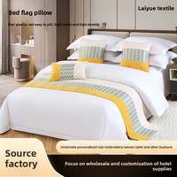 Chemin de lit d'hôtel en polyester/lin à motif géométrique moderne et simple, couvre-lit doux toutes saisons, personnalisable pour hôtels cinq étoiles