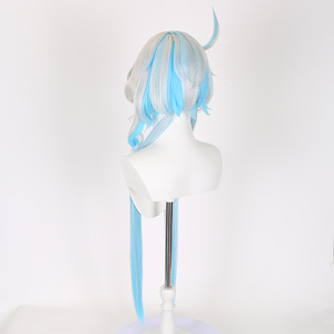 วิกผมยาว80ซม. สีขาวหยิกสีฟ้าผสม genshin impact Anime focalors วิกคอสเพลย์สังเคราะห์อุปกรณ์ประกอบฉากวิก - Product Image 4