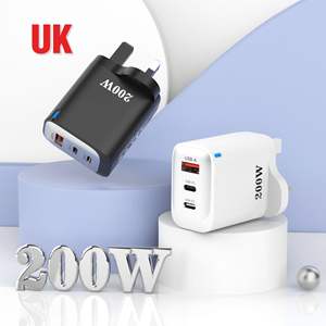 Prise EU US <span class=keywords><strong>200W</strong></span> USB Type C <span class=keywords><strong>Chargeur</strong></span> Double PD Adaptateur de charge rapide pour téléphone Samsung <span class=keywords><strong>Xiaomi</strong></span> Huawei Téléphone Charge rapide 3.0 <span class=keywords><strong>Chargeur</strong></span> - Product Image 5