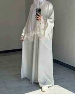 Venta al por Mayor de Ropa Musulmana Tradicional de Verano para Mujer, Accesorio de Vestido Abaya de Encaje Daisy Nida, Vestido Blanco de Seda <span class=keywords><strong>Medina</strong></span> - Product Image 4