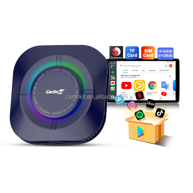 Tbox S2P Smart Ai Box 3 in 1 4G 64Gb Sim Tf Wired to Wireless Adapter Carplay Android Auto 13 Car Carplay Wireless for Youtube