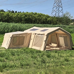 Tente <span class=keywords><strong>gonflable</strong></span> modulaire à ailes de 18,16 m en coton TC 210g, abri de glamping quatre saisons imperméable avec colonnes d'air de 16 cm, lucarnes latérales - Product Image 4