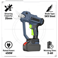 Sécateur électrique sans balais avec affichage numérique de la tension, deux batteries, équipement d'élagage commercial pour la ferme avec lame SK-120